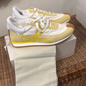 Loewe White and Yellow Sneakers